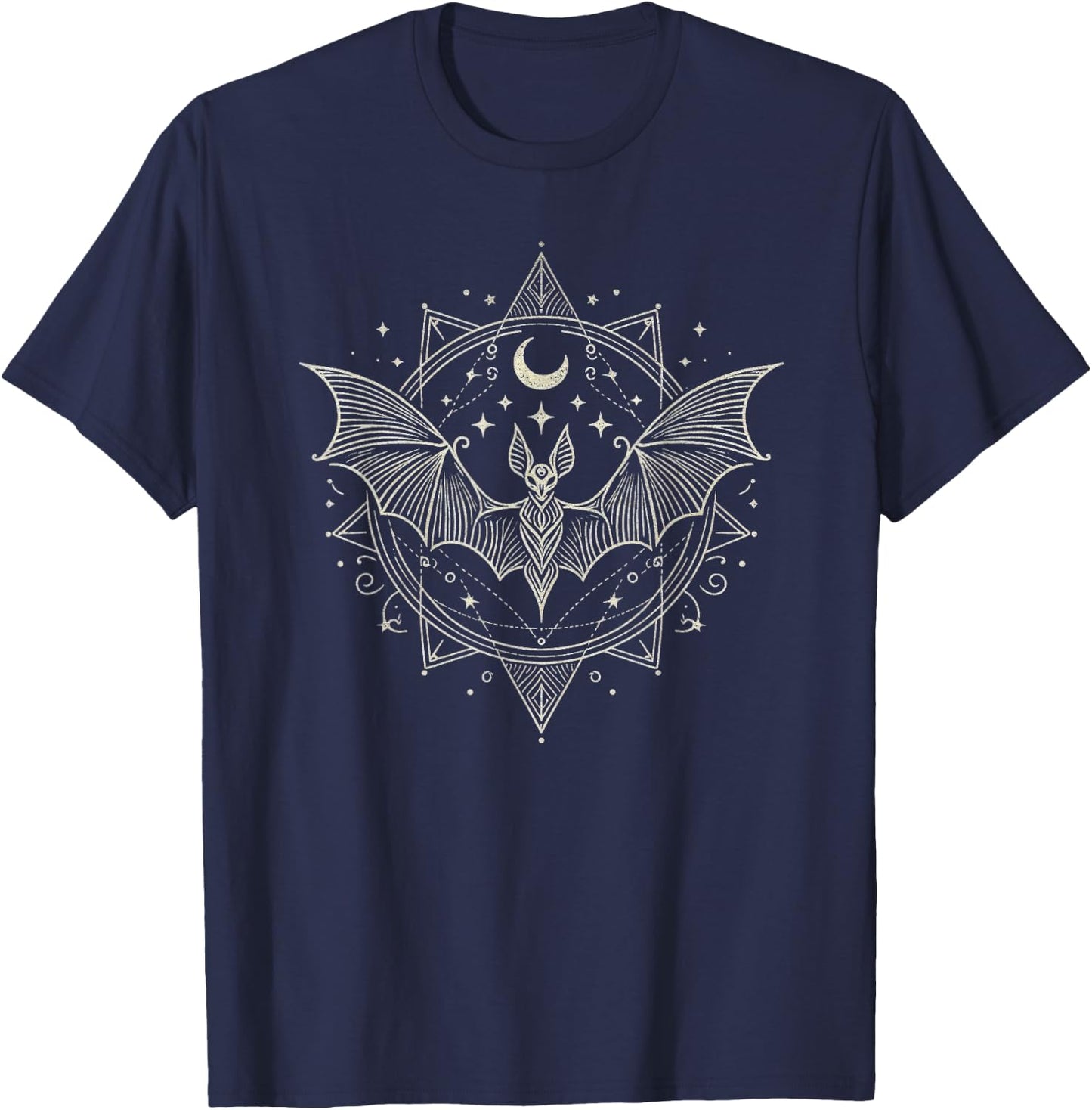 Bat Graphic Gothic Art Design T-Shirt - T-Shirt | Navy