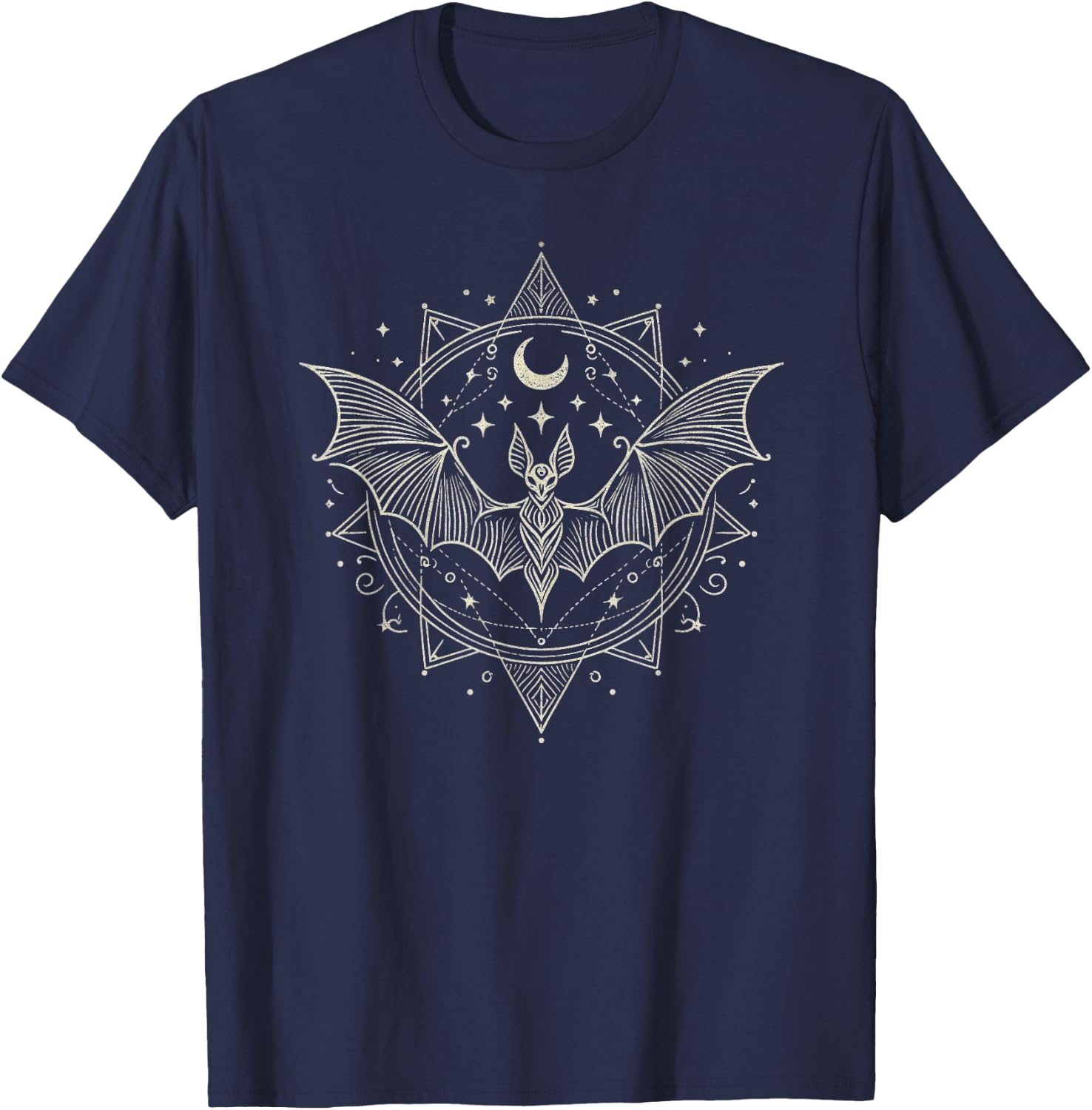 Bat Graphic Gothic Art Design T-Shirt - T-Shirt | Navy