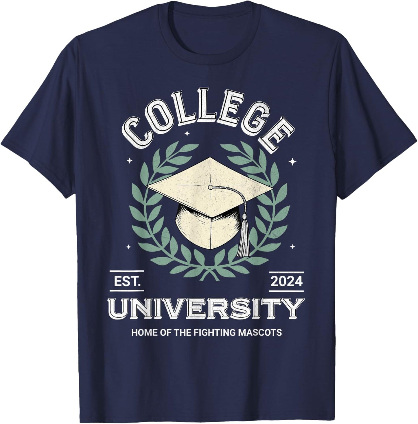 College University Retro Funny Generic Education T-Shirt - T-Shirt | Navy