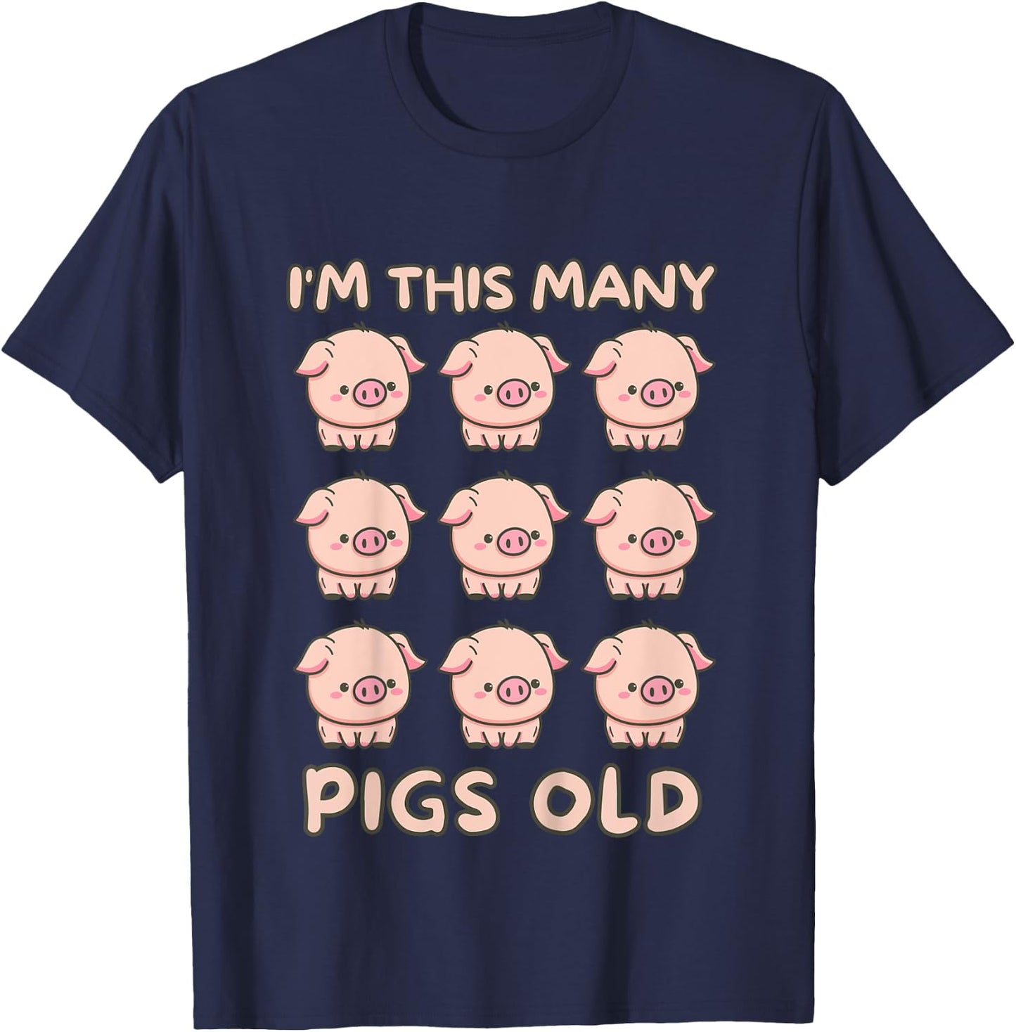 I'm This Many Pigs Old - 9th Birthday Pig 9 Years Old Bday T-Shirt - T-Shirt | Navy