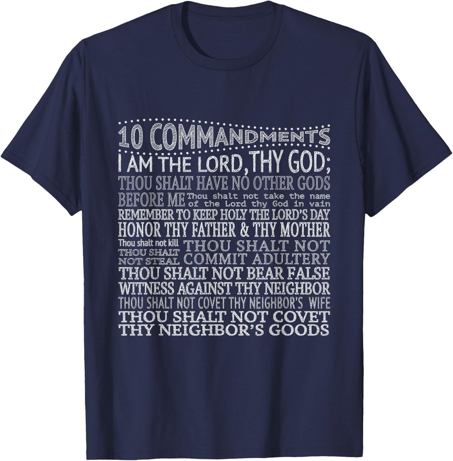 Christian 10 Commandments Ten Decalogue Bible T-Shirt - T-Shirt | Navy