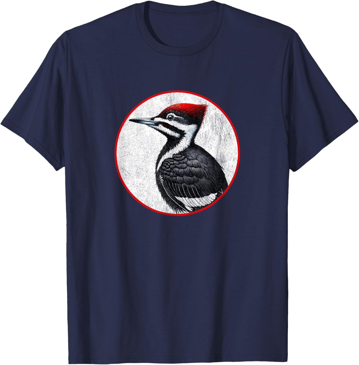 Colorful Retro Pileated Woodpecker Bird Design T-Shirt - T-Shirt | Navy