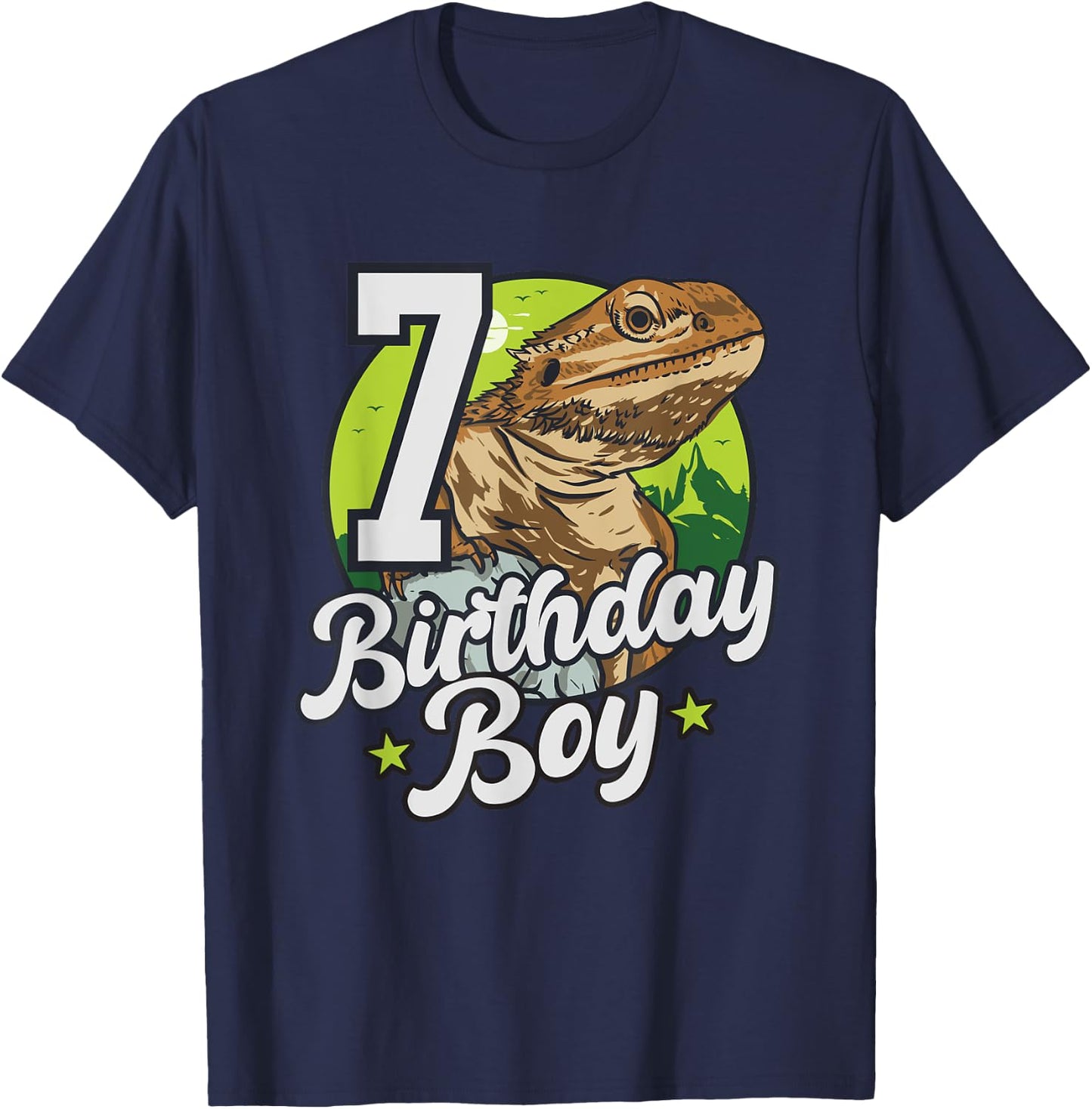Bearded Dragon Lizard Kids 7th Birthday - 7 Years Boy T-Shirt - T-Shirt | Navy