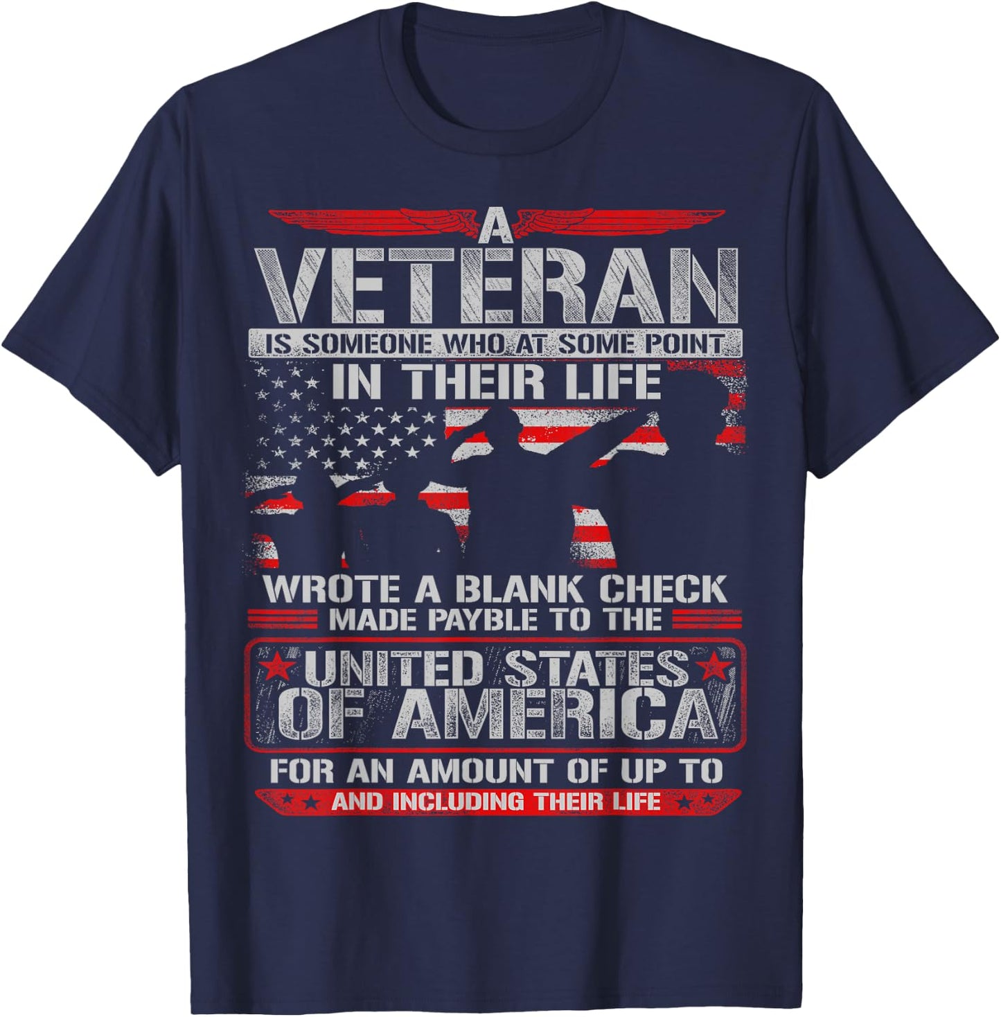 Veteran Wrote Blank Check for Gun Enthusiast T-Shirt - T-Shirt | Navy