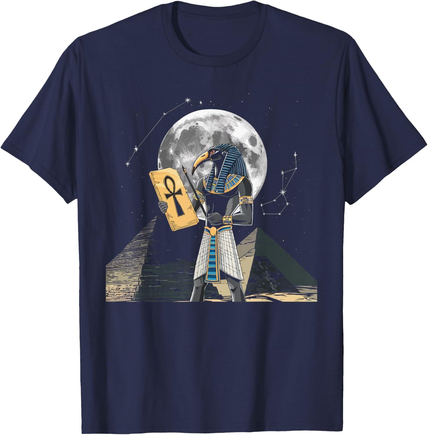 Thoth Egyptian God Egyptian Mythology Pyramid Ancient Egypt T-Shirt - T-Shirt | Navy