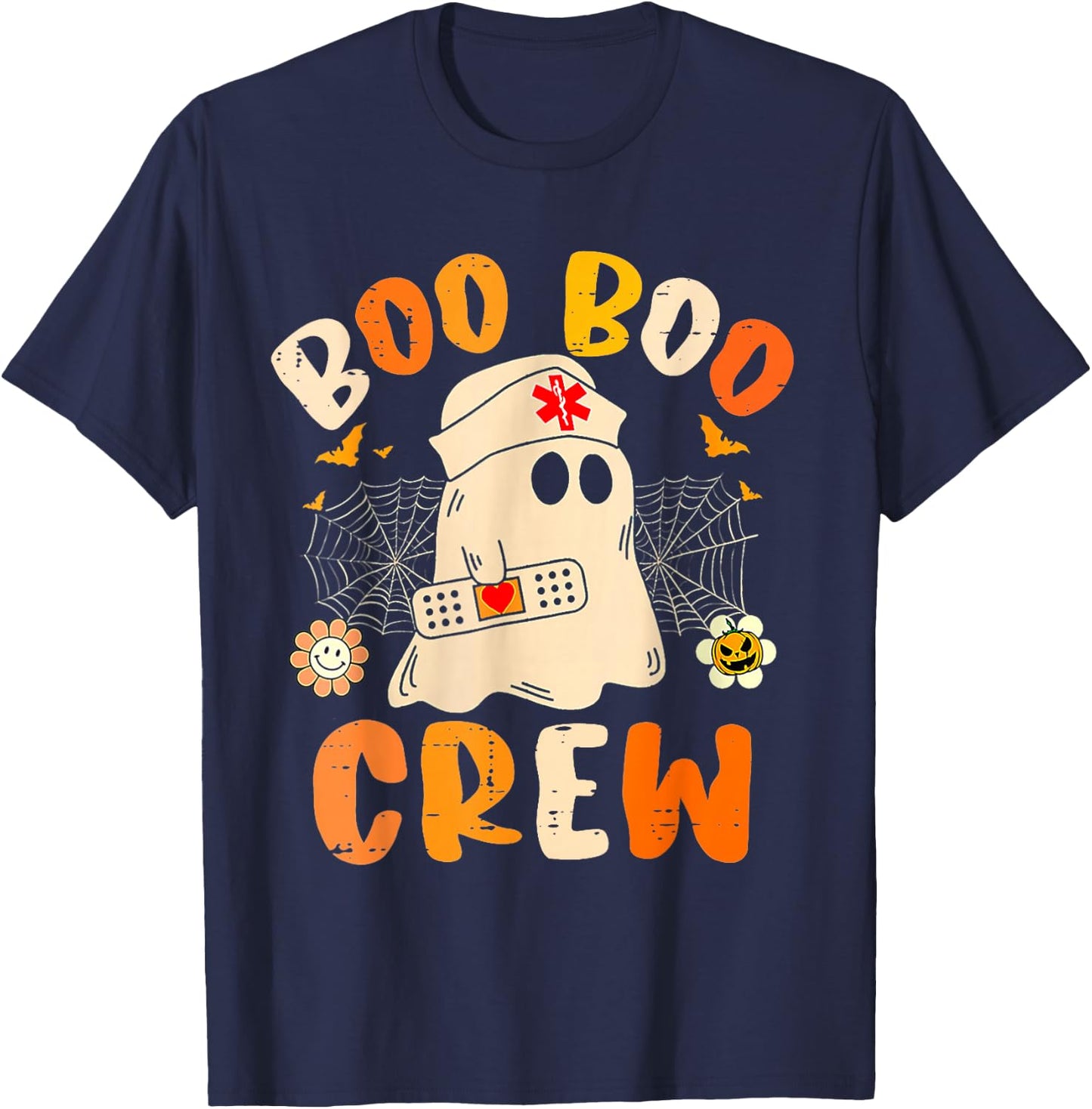 Boo Boo Crew Ghost Halloween Paramedic Nurse RN ER NICU LPN T-Shirt - T-Shirt | Navy