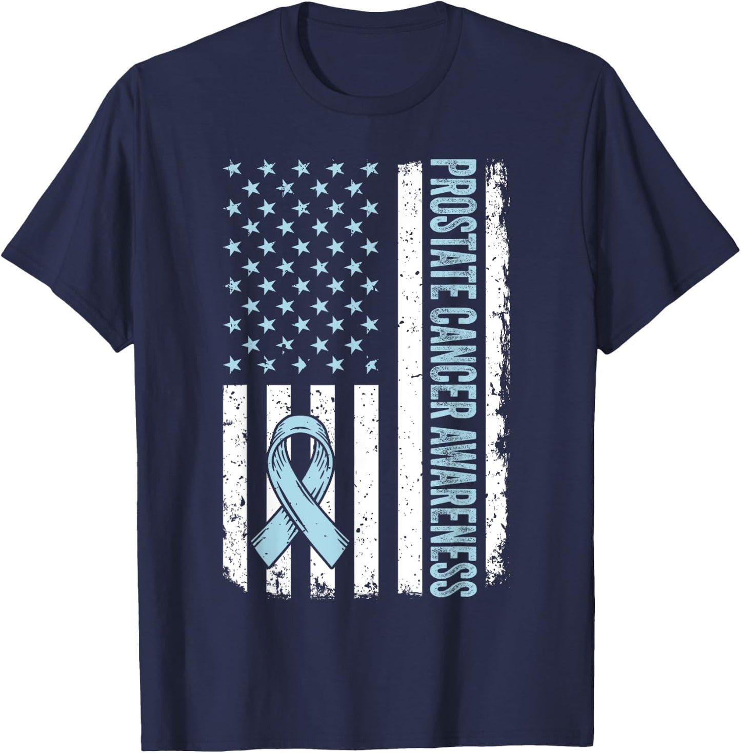 Prostate Cancer Shirt America Flag Prostate Cancer Awareness T-Shirt - T-Shirt | Navy