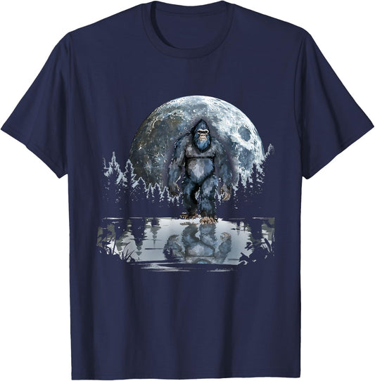 Bigfoot Sasquatch Full Moon In The Forest Women Kids T-Shirt - T-Shirt | Navy