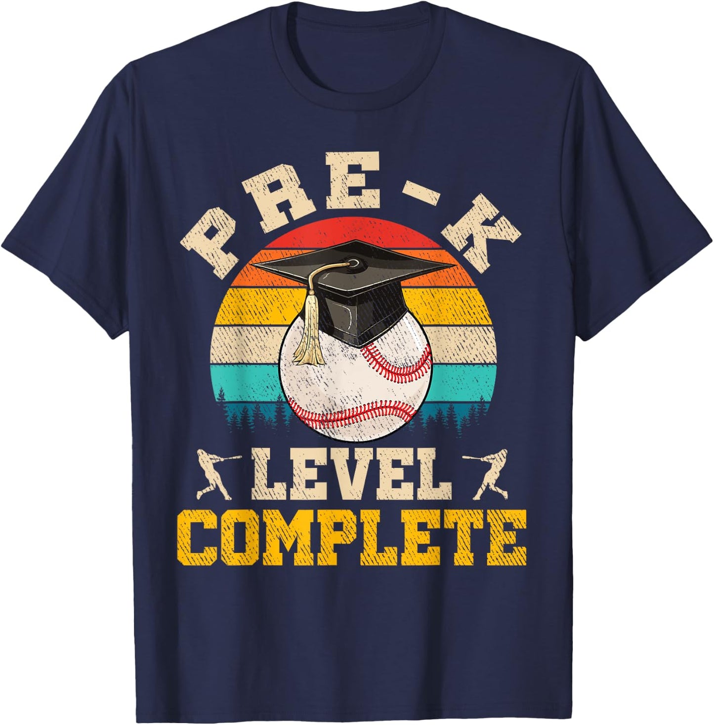 Pre-K Level Complete Baseball Boy Last Day Of School T-Shirt - T-Shirt | Navy