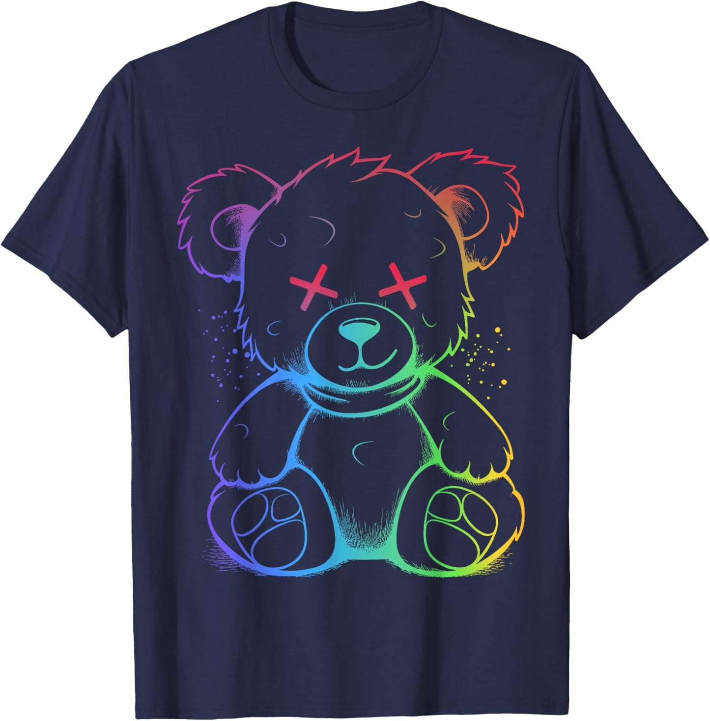 Evil Teddy Bear Dark Scary Fantasy Gothic Teddy Cuddling T-Shirt - T-Shirt | Navy