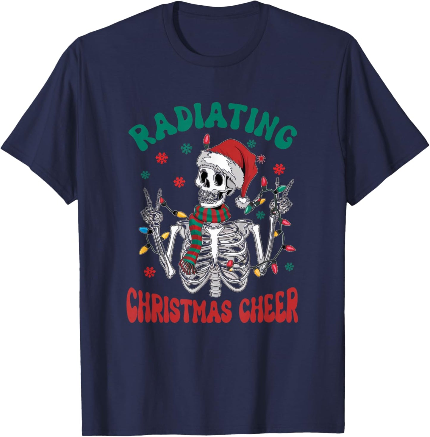Radiology Christmas Santa Skeleton Xray Technician Rad Tech T-Shirt - T-Shirt | Navy