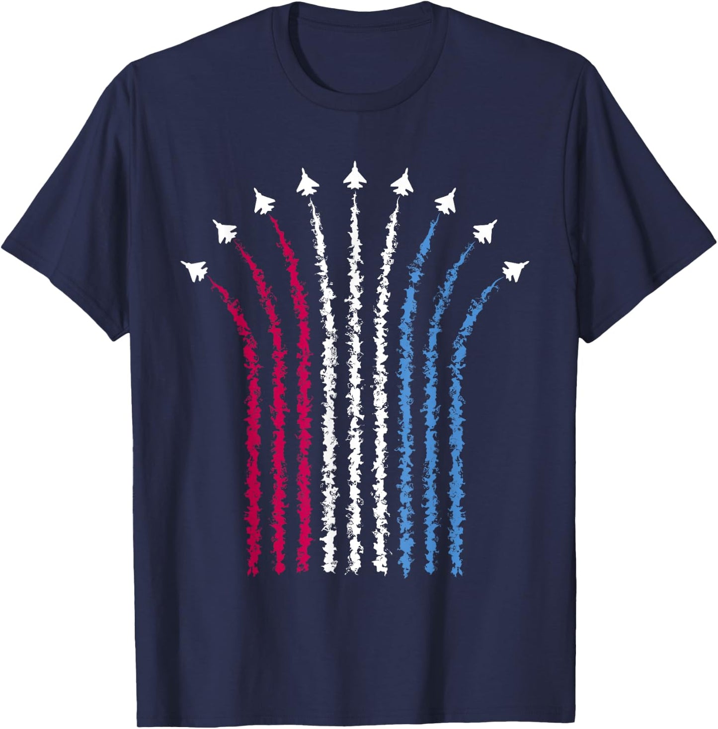 Patriotic USA American Red White Blue Flag Jets 4th of July T-Shirt - T-Shirt | Navy
