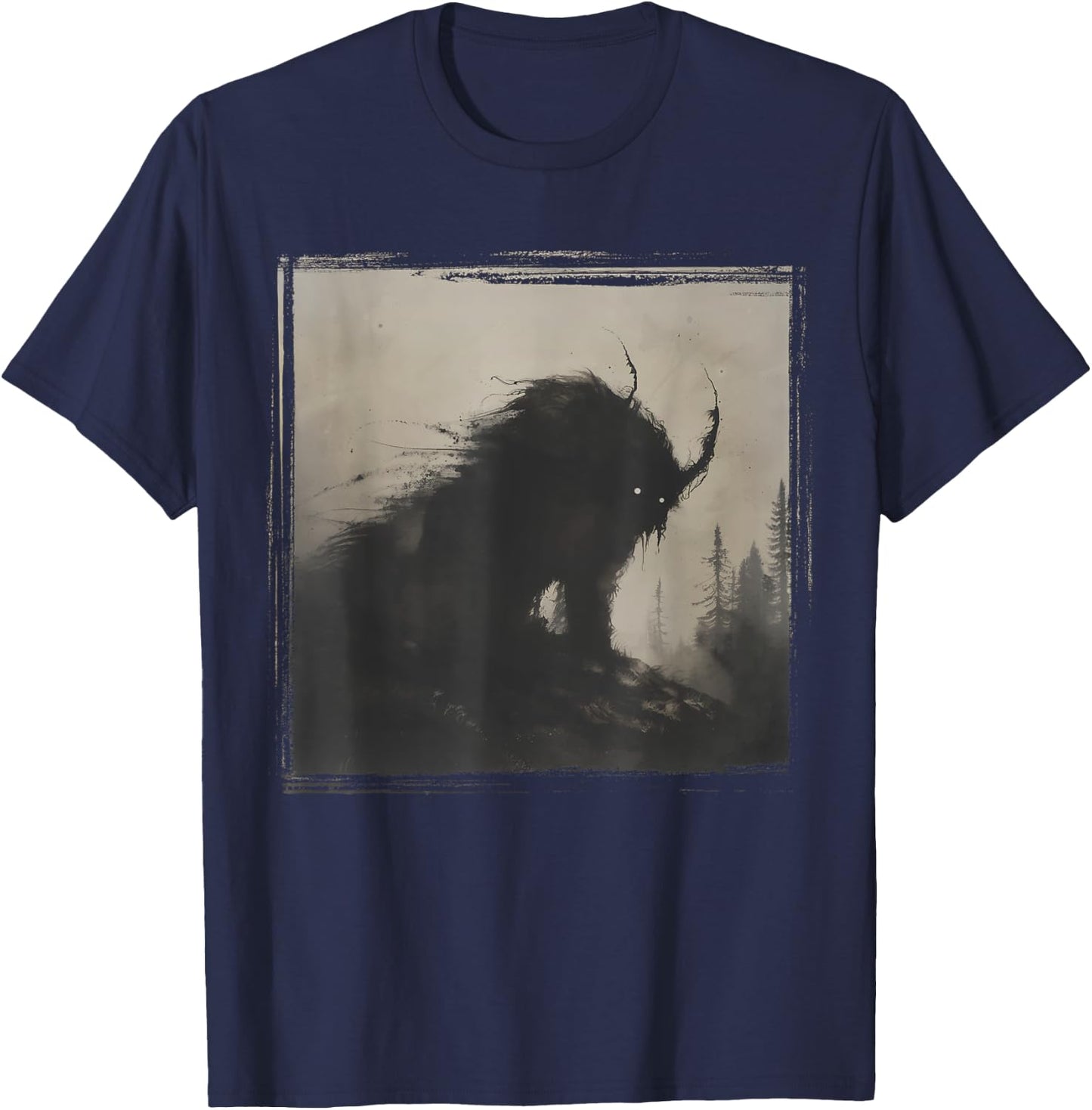 Dark Horror Nightmare Demonic Monster Gothic Alt Scary Art T-Shirt - T-Shirt | Navy