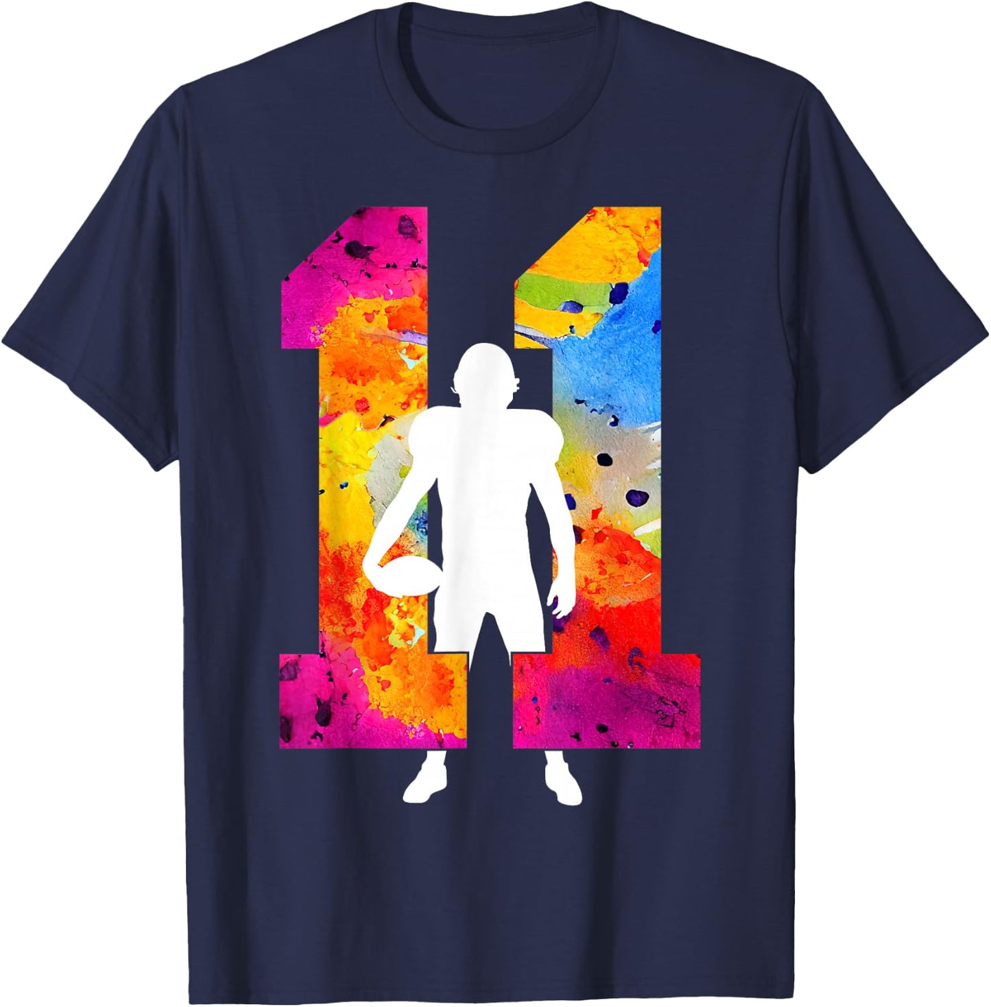 Number 11 Years Football 11th Birthday T-Shirt - T-Shirt | Navy