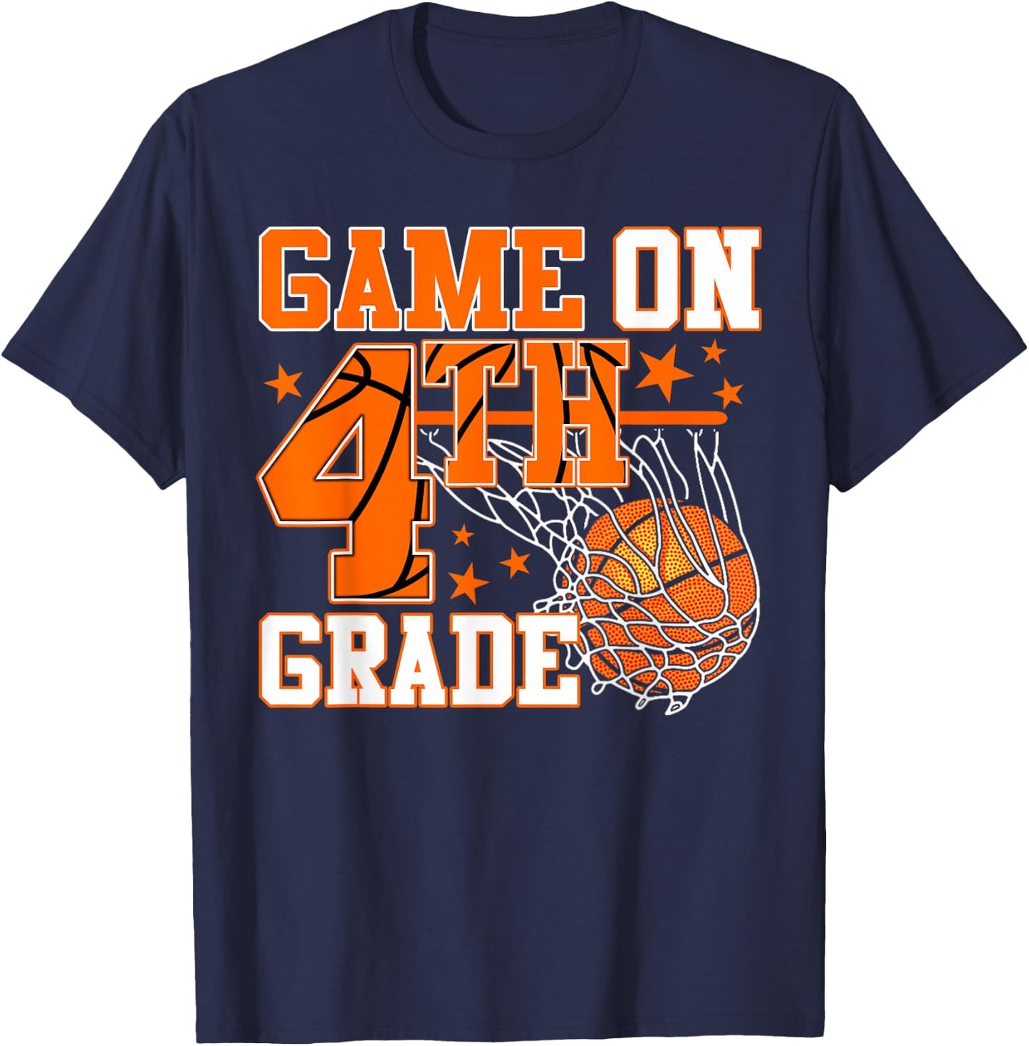 Vintage Game On Fourth Grade Basketball Back to School Boy T-Shirt - T-Shirt | Navy