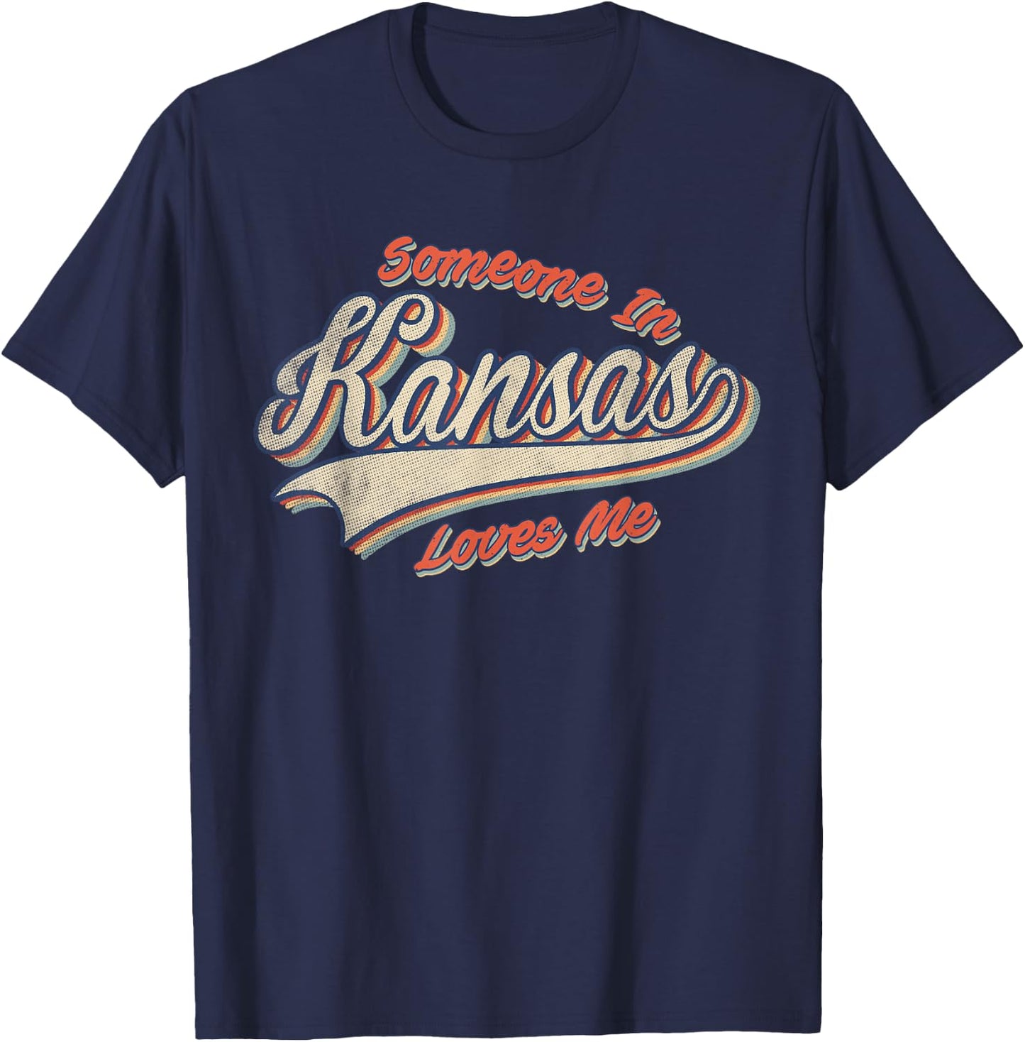 Someone In Kansas Loves Me Retro State Vintage T-Shirt - T-Shirt | Navy
