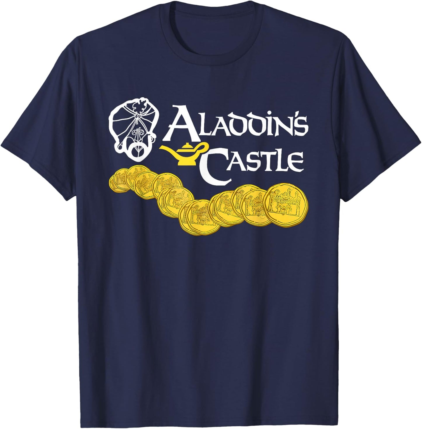 Aladdin's Castle Funny Quote - Adults - Black - Small - Short Sleeve - Classic Fit T-Shirt - T-Shirt | Navy