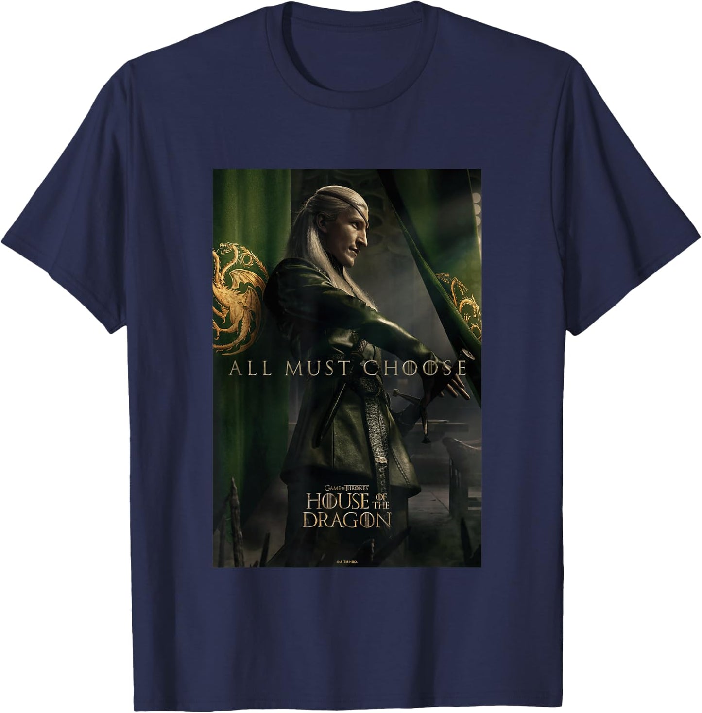 House of the Dragon All Must Choose Aemond Targaryen Vintage T-Shirt - T-Shirt | Navy