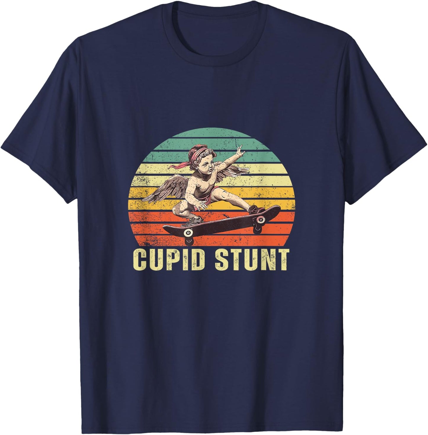 Retro Vintage Cupid Stunt Unhinged Cringe Funny T-Shirt - T-Shirt | Navy