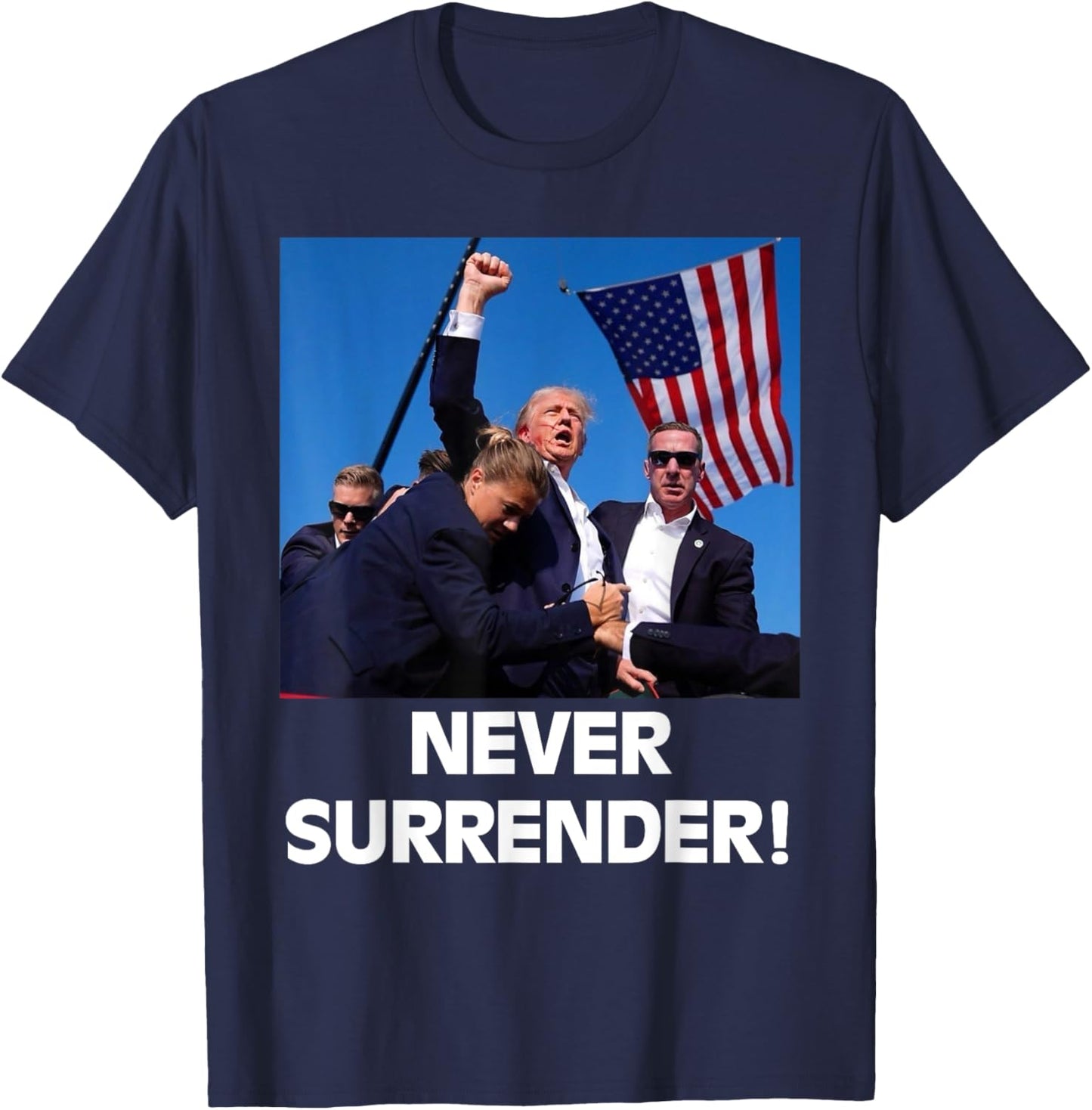 Pray for President Trump, Never Surrender ,God bless Trump T-Shirt - T-Shirt | Navy