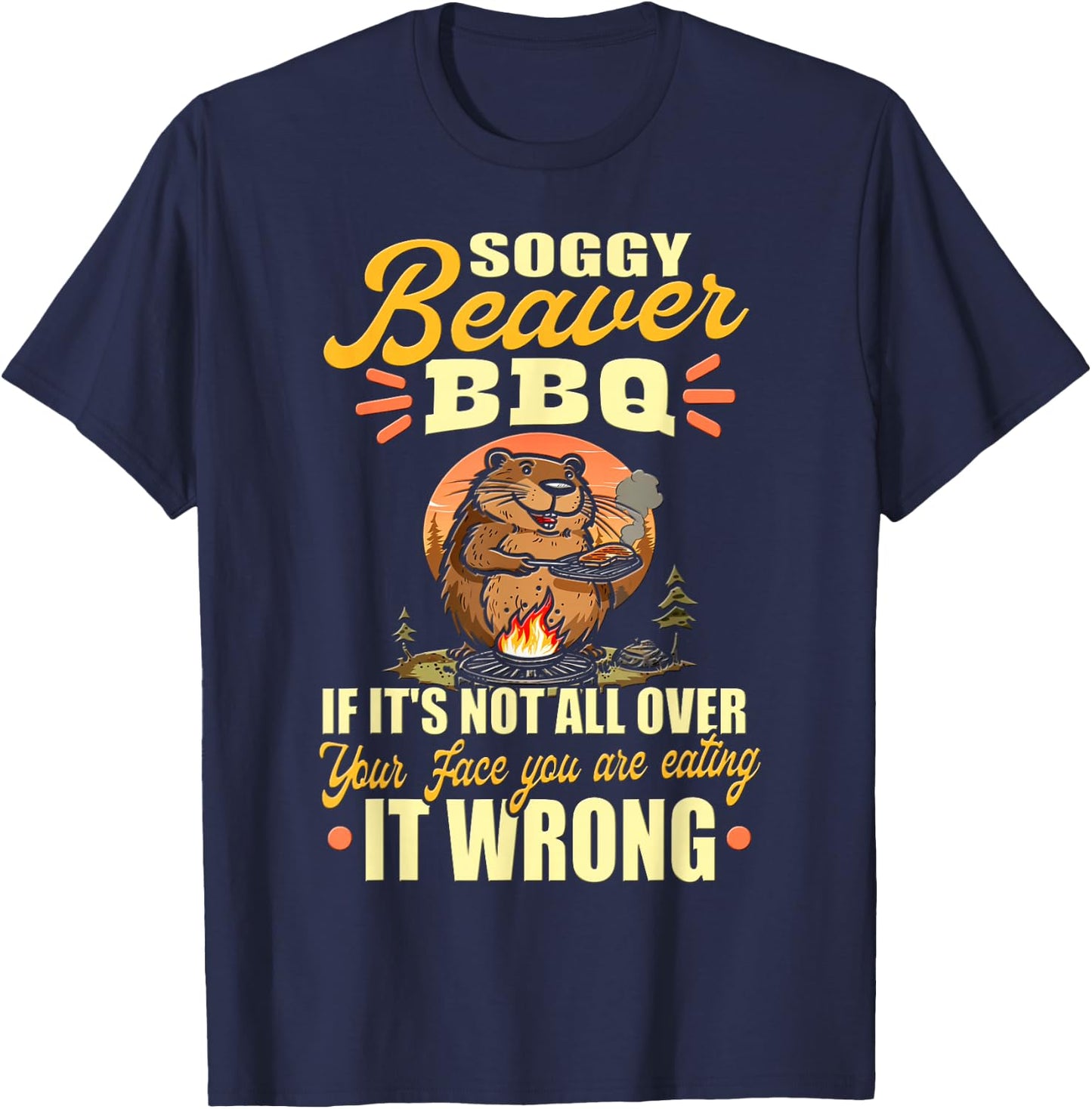 Soggy Beaver BBQ Shirt T-Shirt - T-Shirt | Navy
