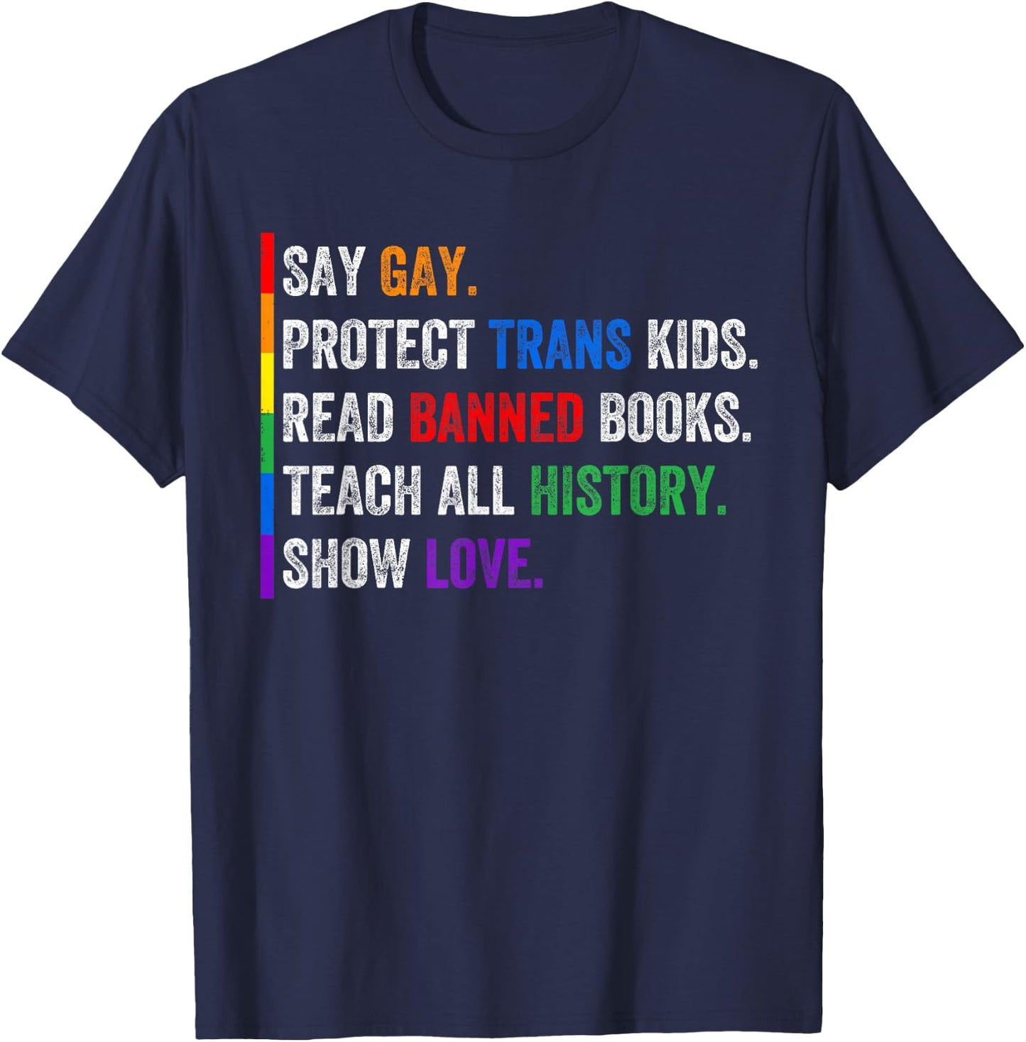Protect Trans Kids Read Banned Books LGBTQ Ally Pride Month T-Shirt - T-Shirt | Navy