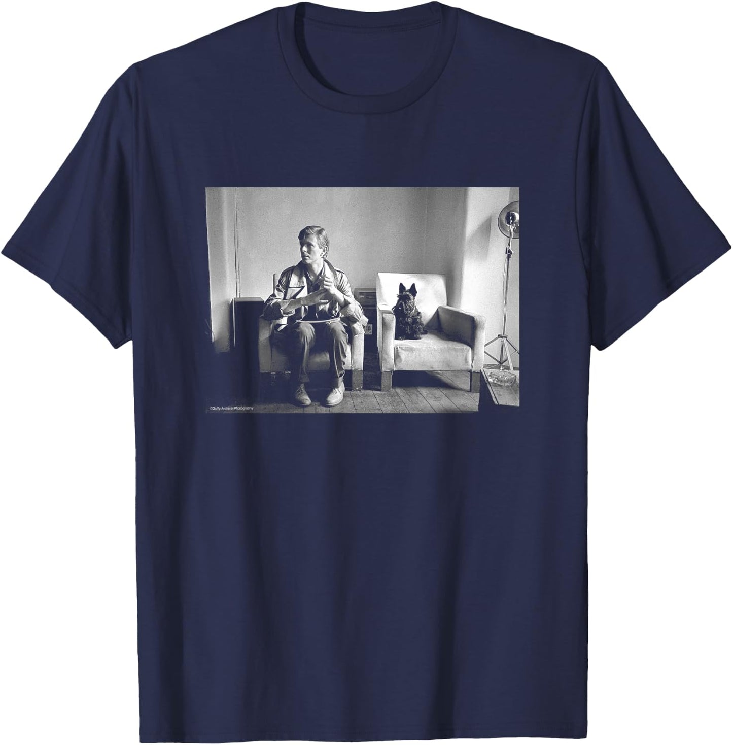 Duffy Archive Photography Lodger Shoot David Bowie With Dog T-Shirt - T-Shirt | Navy