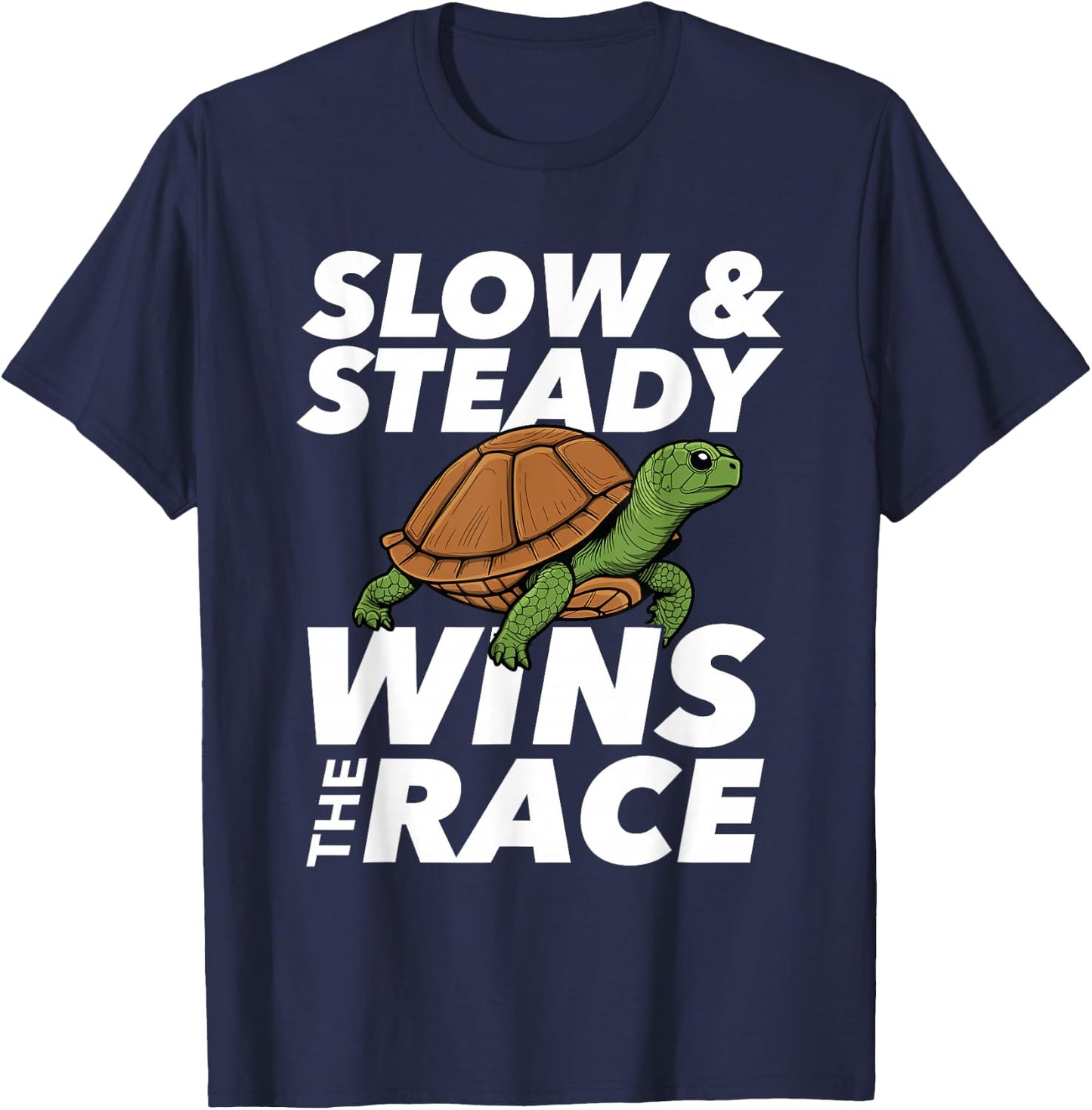 Slow & Steady Wins The Race - Cute Tortoise Beach Sea Turtle T-Shirt - T-Shirt | Navy