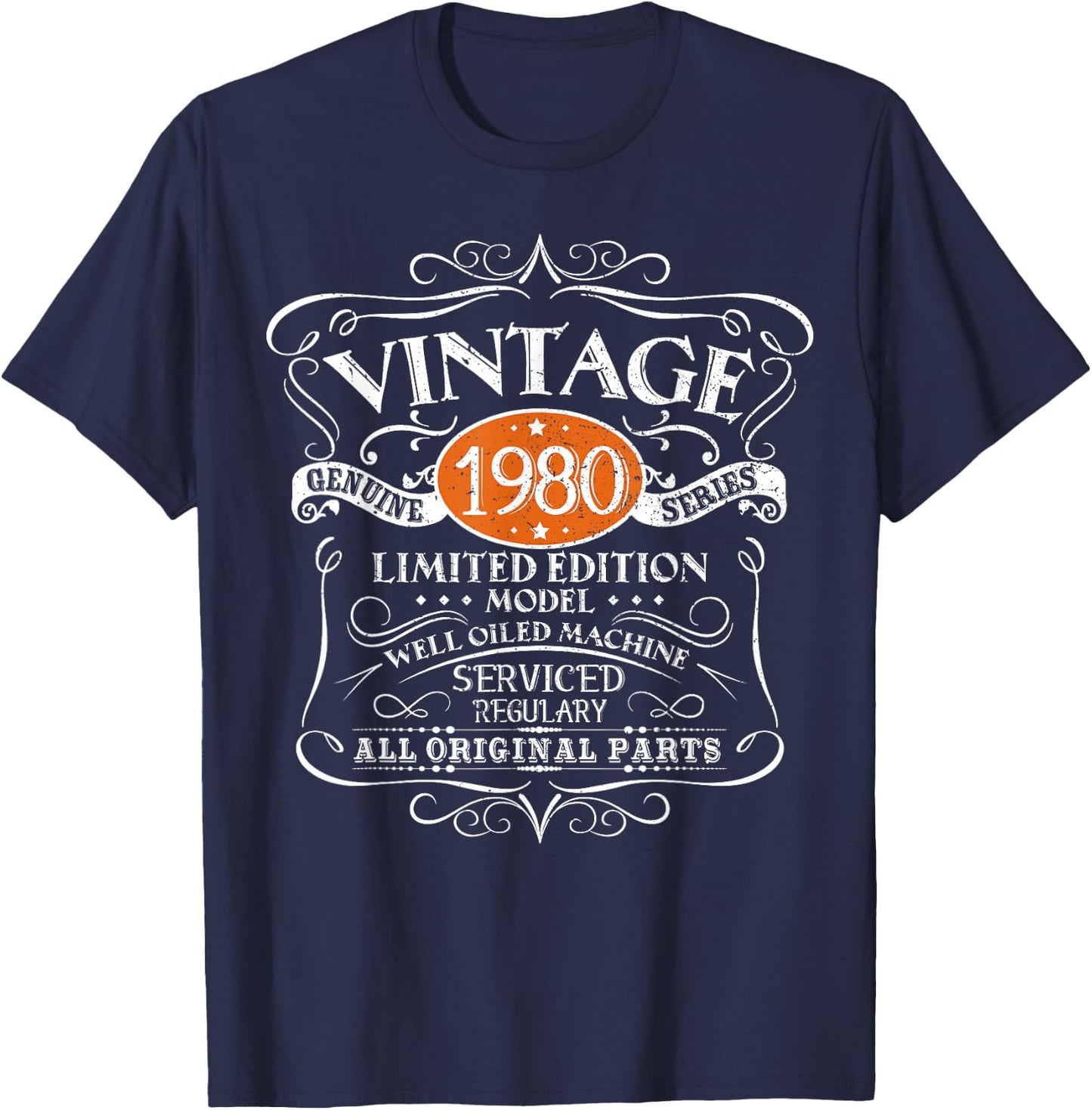 Vintage 1980 45th Birthday All Original Parts Design T-Shirt - T-Shirt | Navy