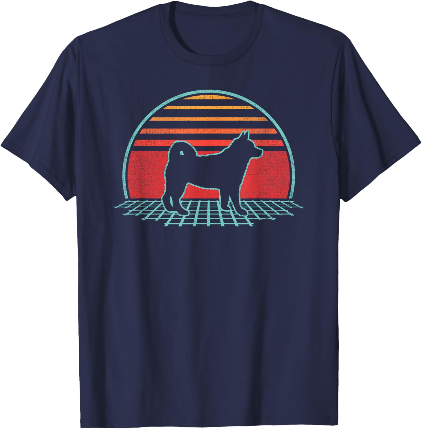 Shiba Inu Lover Dog Owner Retro Vintage 80s Style T-Shirt - T-Shirt | Navy