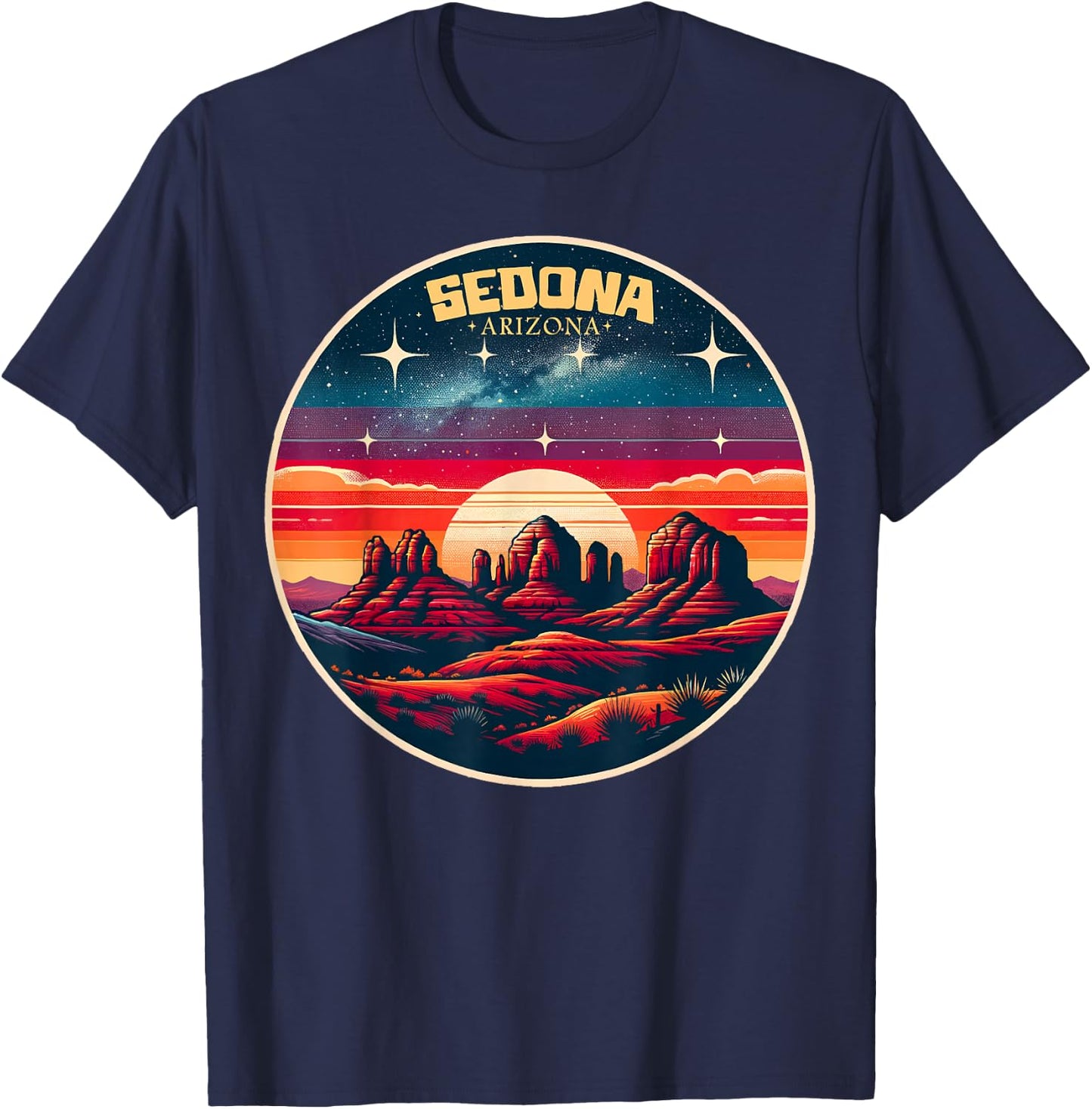 Sedona AZ Hiking Outdoors Mountain Sedona USA Retro Vintage T-Shirt - T-Shirt | Navy