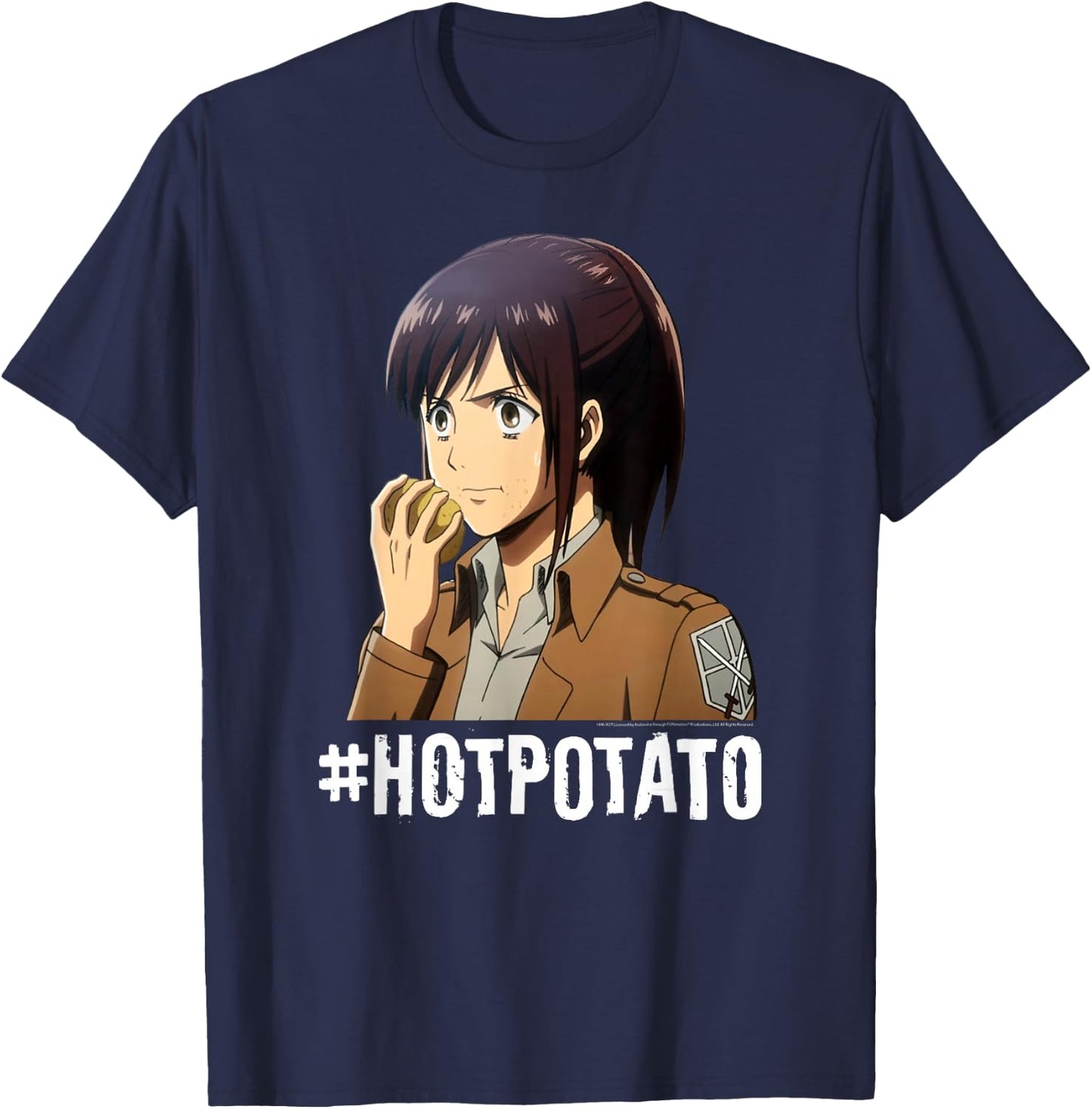 Attack on Titan #Hotpotato Potato Girl AOT Anime T-Shirt - T-Shirt | Navy