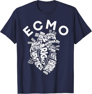 ECMO Heart Nurse Anatomy ECMO Specialist Crew CVICU T-Shirt - T-Shirt | Navy