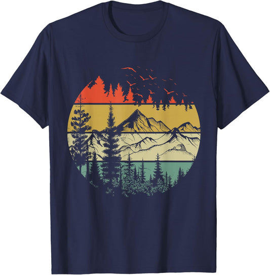 Trees Wildlife Nature Vintage Forest T-Shirt - T-Shirt | Navy
