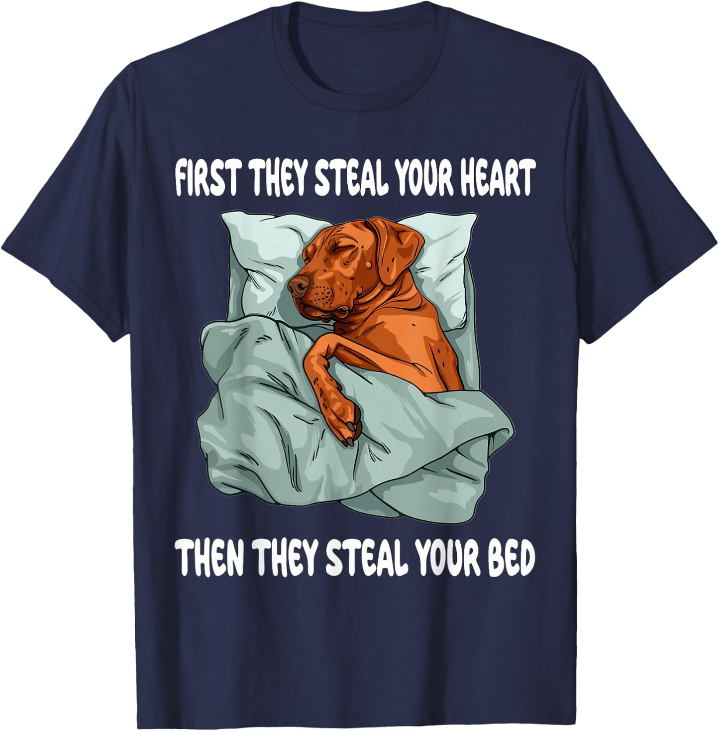 Rhodesian Ridgeback Sleeping Pajamas Nightgown T-Shirt - T-Shirt | Navy