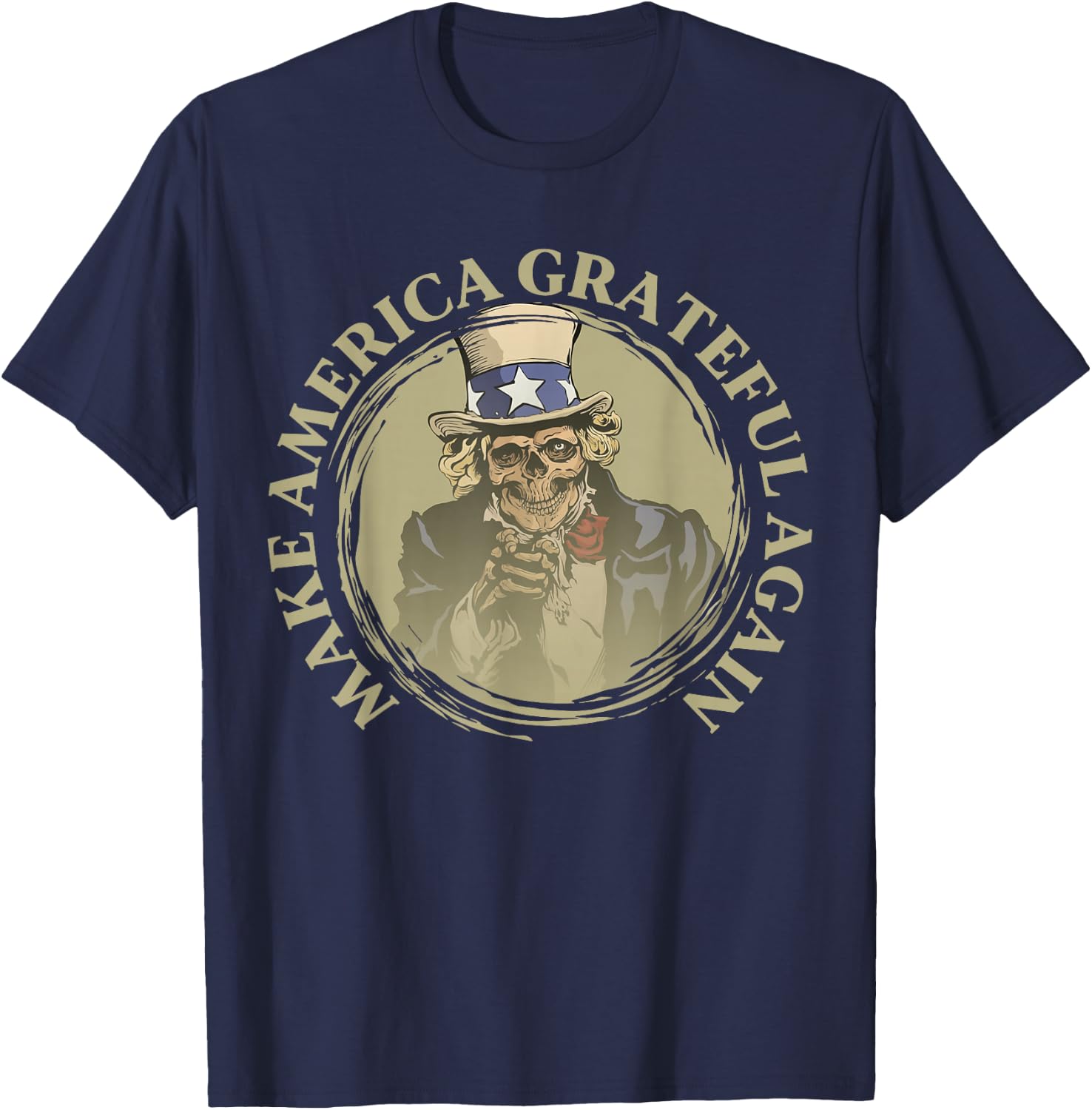 Vintage Design Uncle Sam Retro Make America Grateful Again T-Shirt - T-Shirt | Navy
