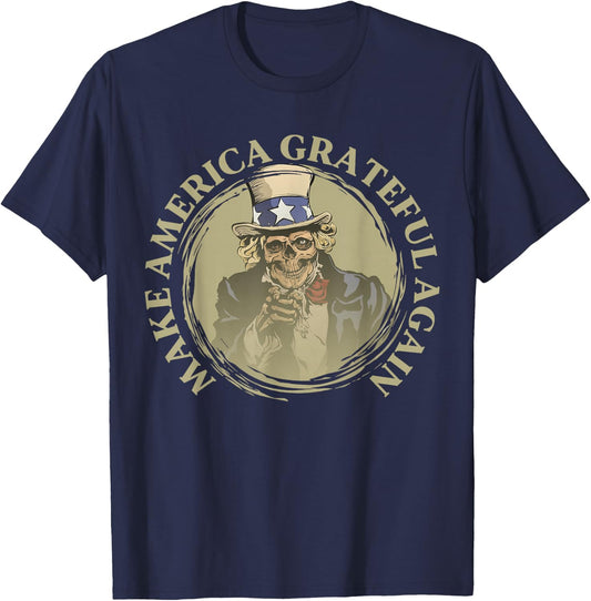Vintage Design Uncle Sam Retro Make America Grateful Again T-Shirt - T-Shirt | Navy