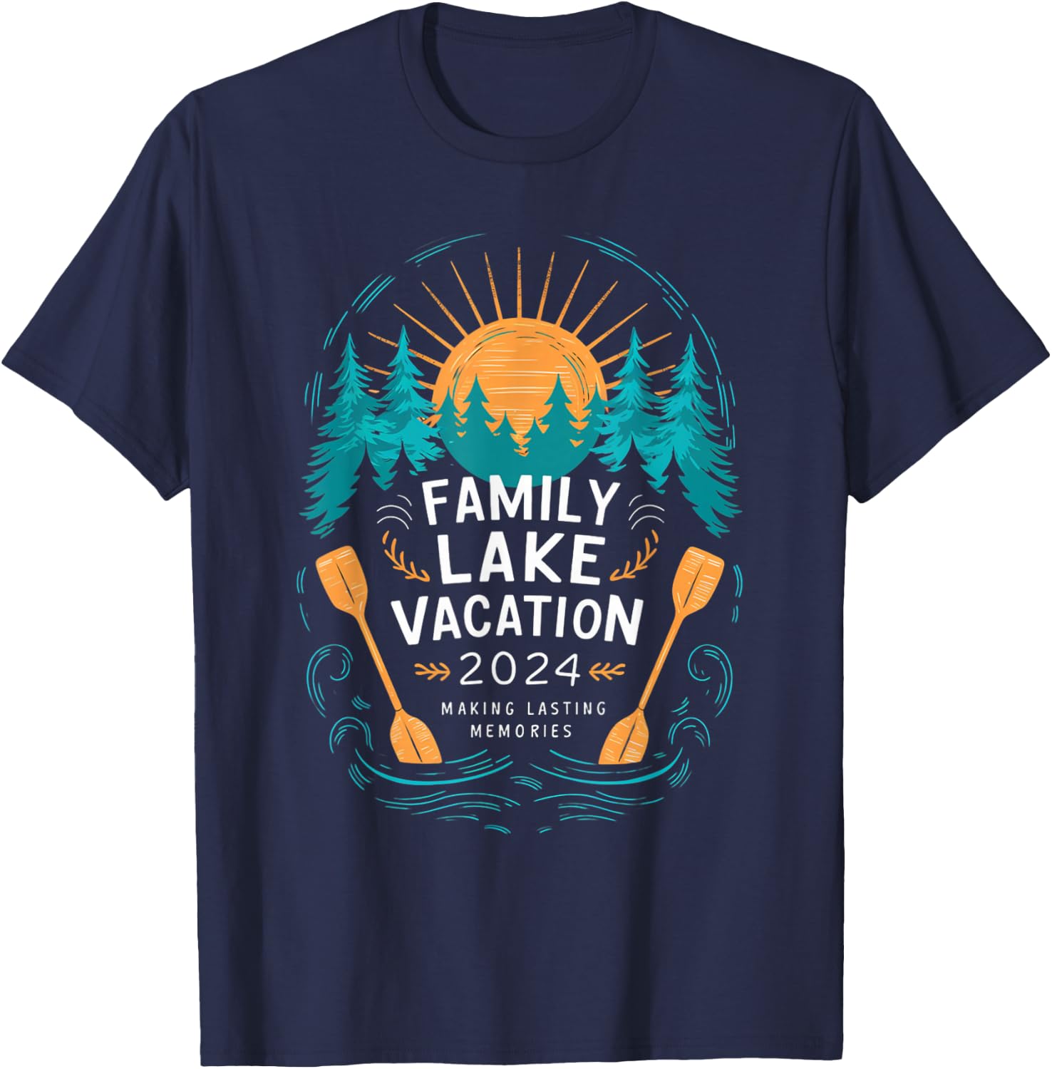 Matching 2024 Camping Hiking Cabin Family Lake Vacation 2024 T-Shirt - T-Shirt | Navy