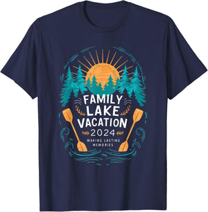 Matching 2024 Camping Hiking Cabin Family Lake Vacation 2024 T-Shirt - T-Shirt | Navy