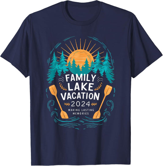Matching 2024 Camping Hiking Cabin Family Lake Vacation 2024 T-Shirt - T-Shirt | Navy