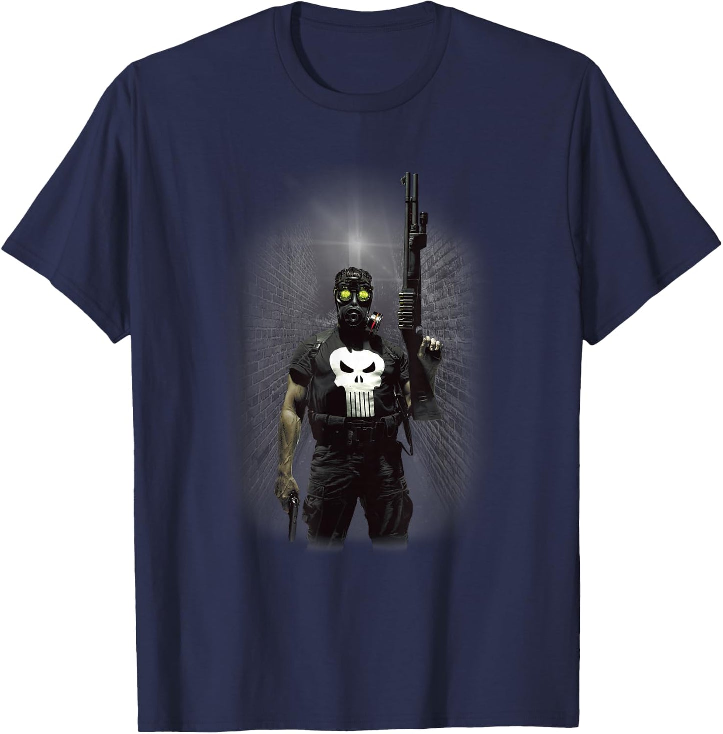 Marvel Comics Punisher Dark Alley Portrait Small T-Shirt - T-Shirt | Navy