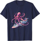 Cthulhu Surfing Octopus Lover Sea Monster Ocean Sea Animal T-Shirt - T-Shirt | Navy