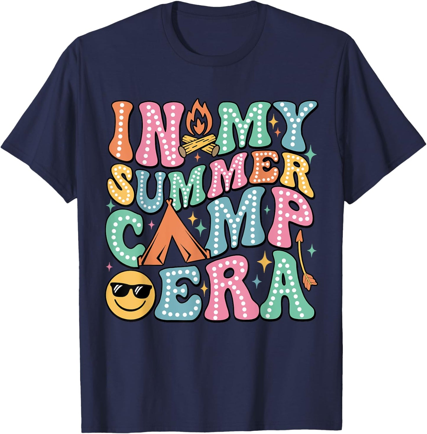 Groovy In My Summer Camp Era Retro Summer Camper Women T-Shirt - T-Shirt | Navy