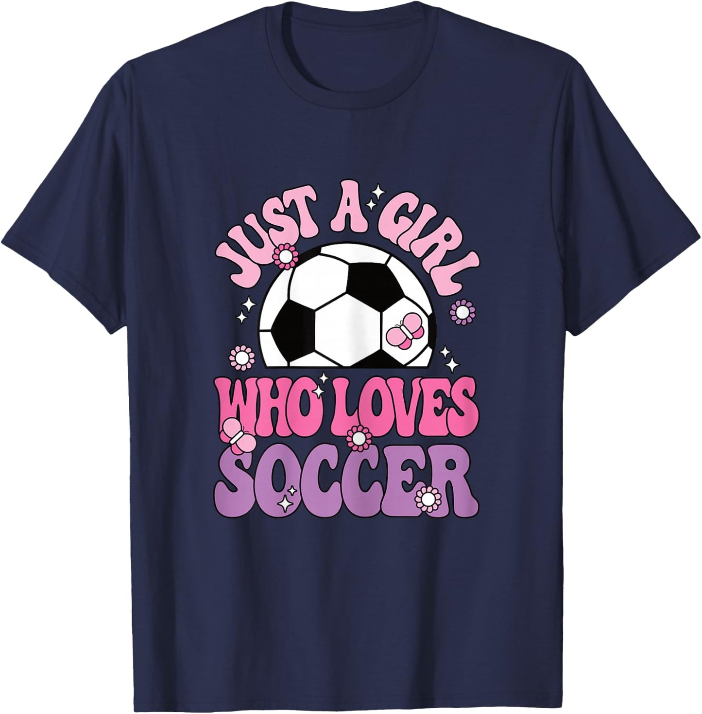 Just A Girl Who Loves Soccer Cute Soccer Player Girls Kids T-Shirt - T-Shirt | Navy