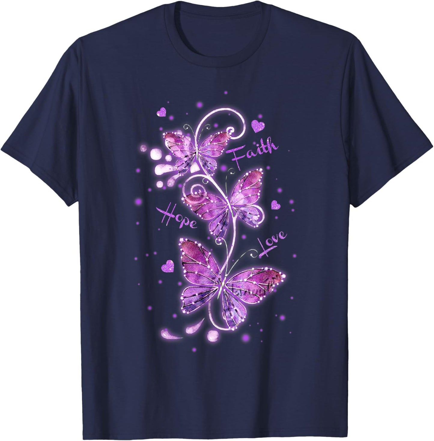 Butterfly Faith Hope Love Butterfly Lovers Insects T-Shirt - T-Shirt | Navy