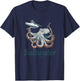 Saltwater Life Saltwater Octopus Holding a Boat T-Shirt - T-Shirt | Navy