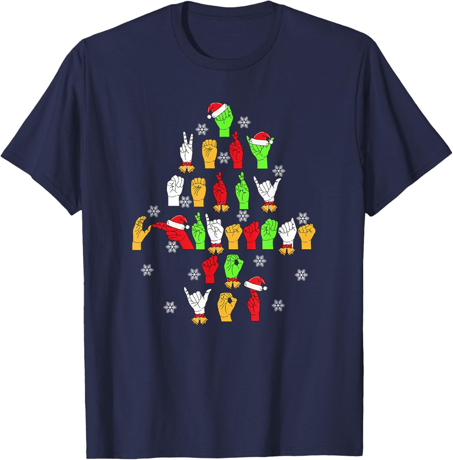 Funny ASL Christmas American Sign Language T-Shirt - T-Shirt | Navy