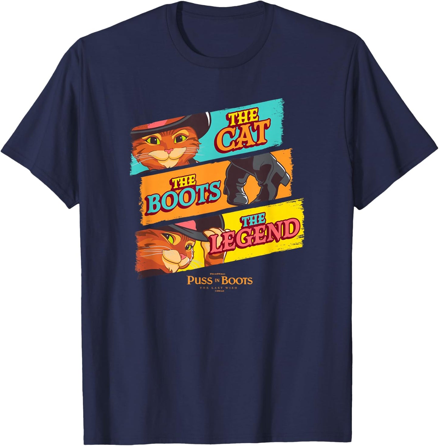 DreamWorks Puss In Boots: The Last Wish Logo Panels T-Shirt - T-Shirt | Navy