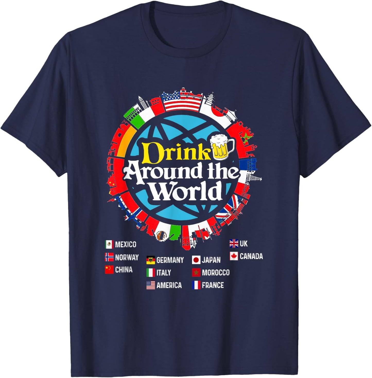 Funny Drinkers Quote Adults Vacations Drinking Countries T-Shirt - T-Shirt | Navy