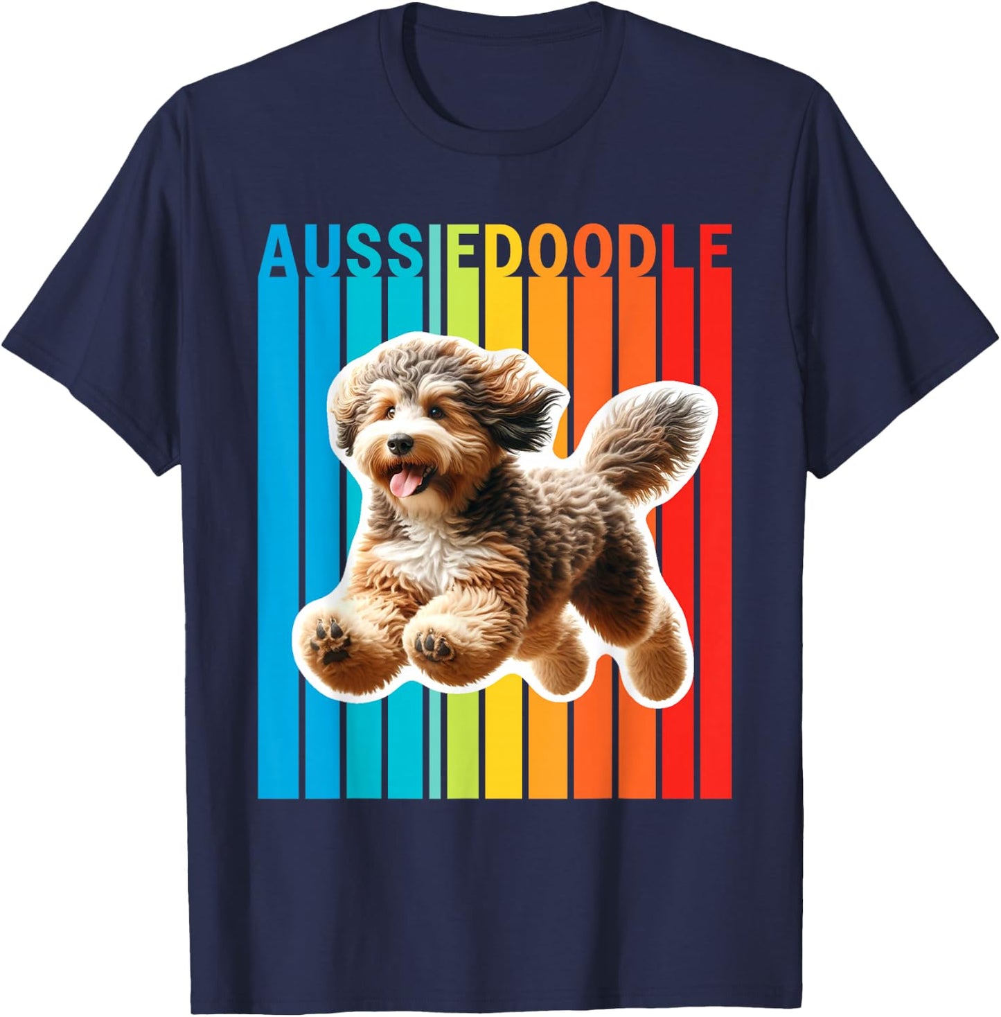 Colorful Aussiedoodle T-Shirt - T-Shirt | Navy